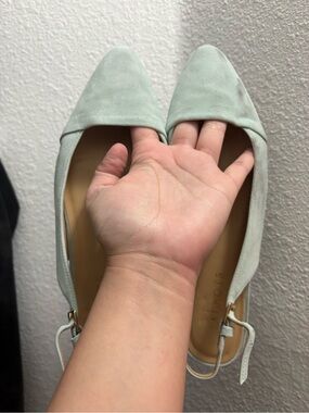 Mint Green Pointed Toe Slingback Flats